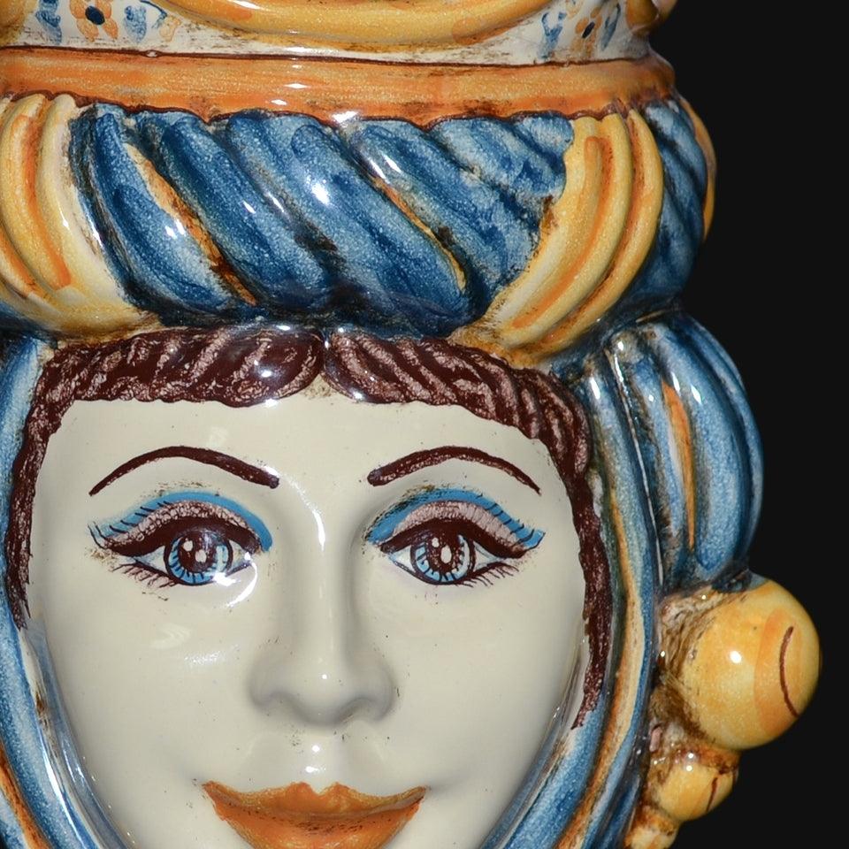 Testa h 20 blu e arancio donna - Ceramiche di Caltagirone Sofia