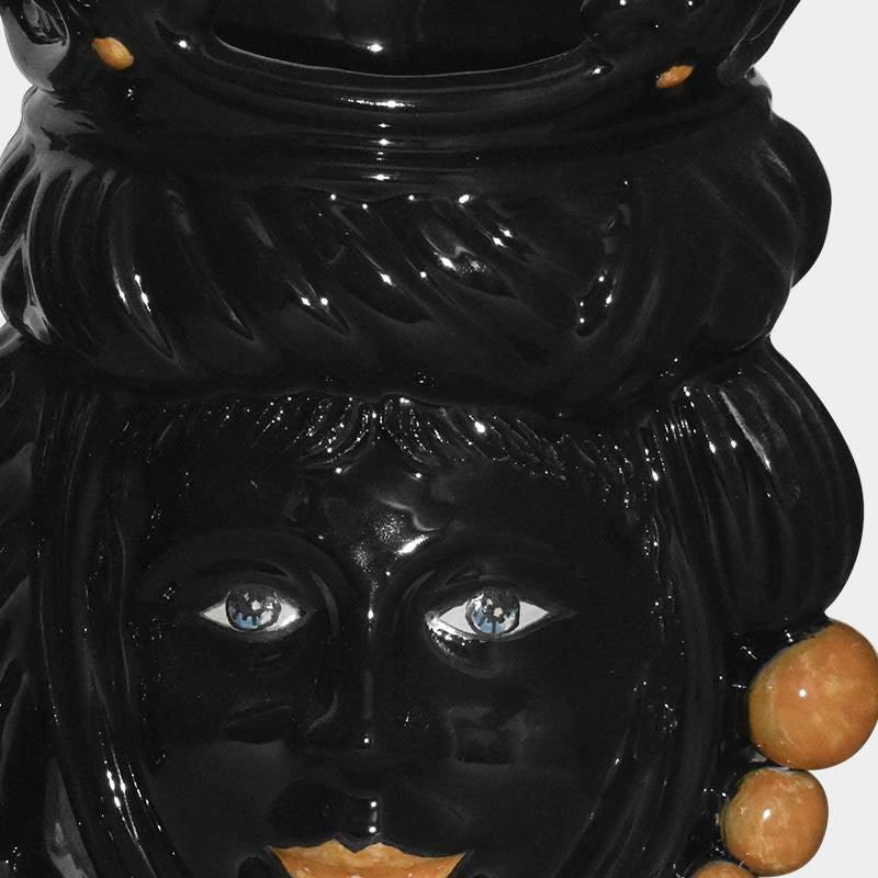 Testa h 20 c/perline black orange femmina - Ceramiche di Caltagirone Sofia