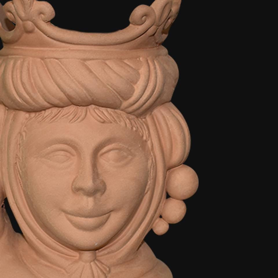 Testa h 20 grezza modellata in terracotta femmina - Ceramiche di Caltagirone Sofia