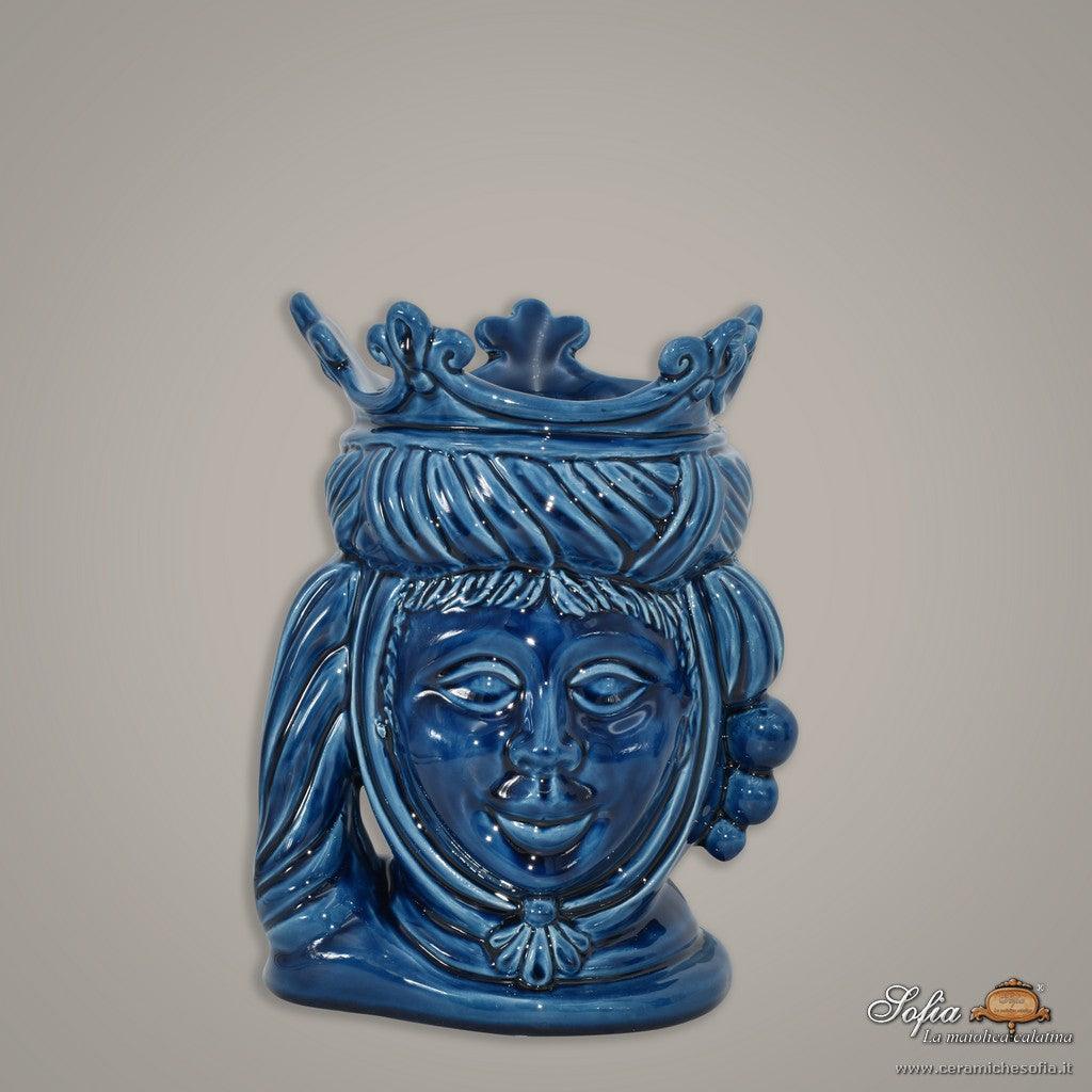 Testa h 20 liscia Blu Intenso femmina - Ceramiche di Caltagirone Sofia