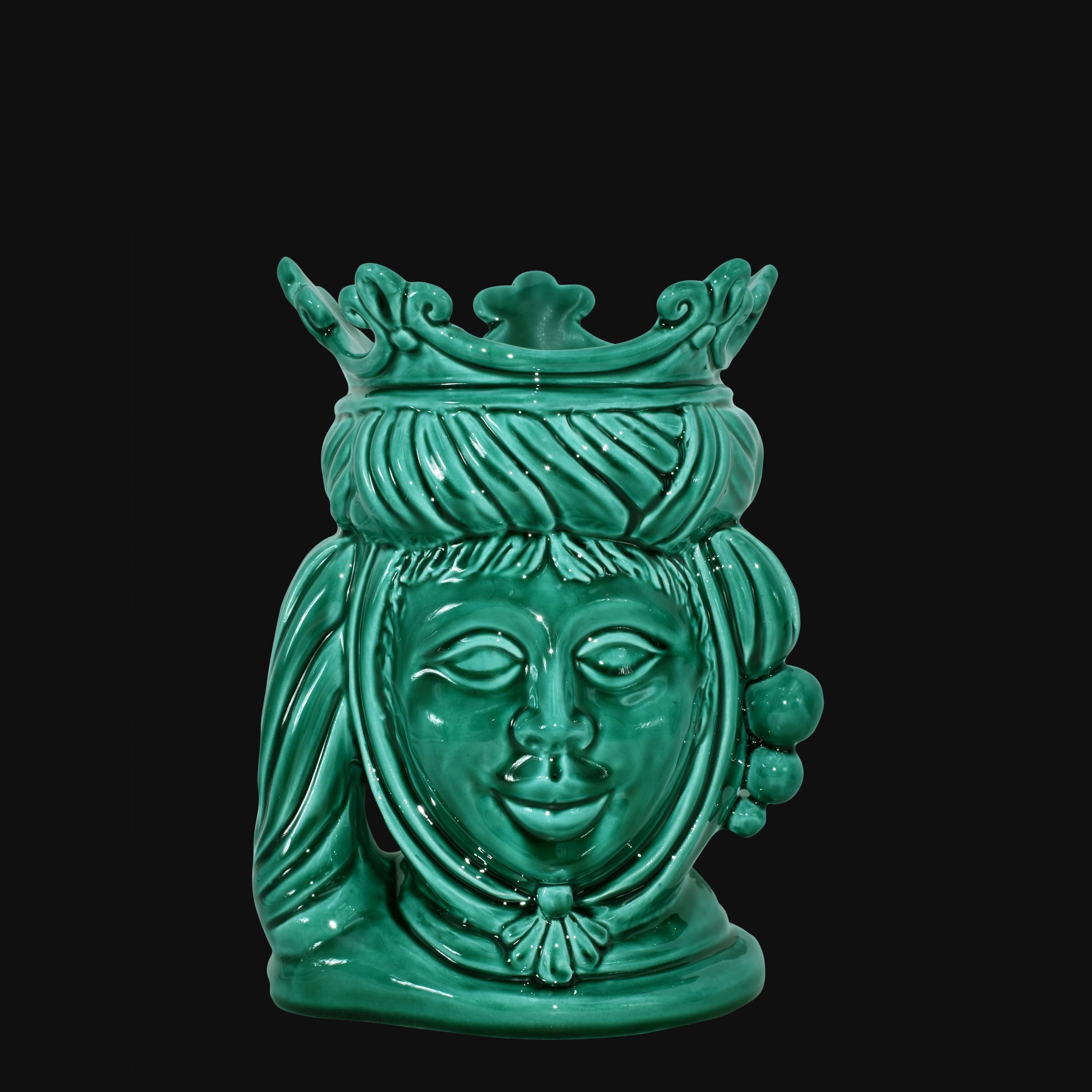 Testa h 20 liscia Verde Smeraldo femmina - Ceramiche di Caltagirone Sofia