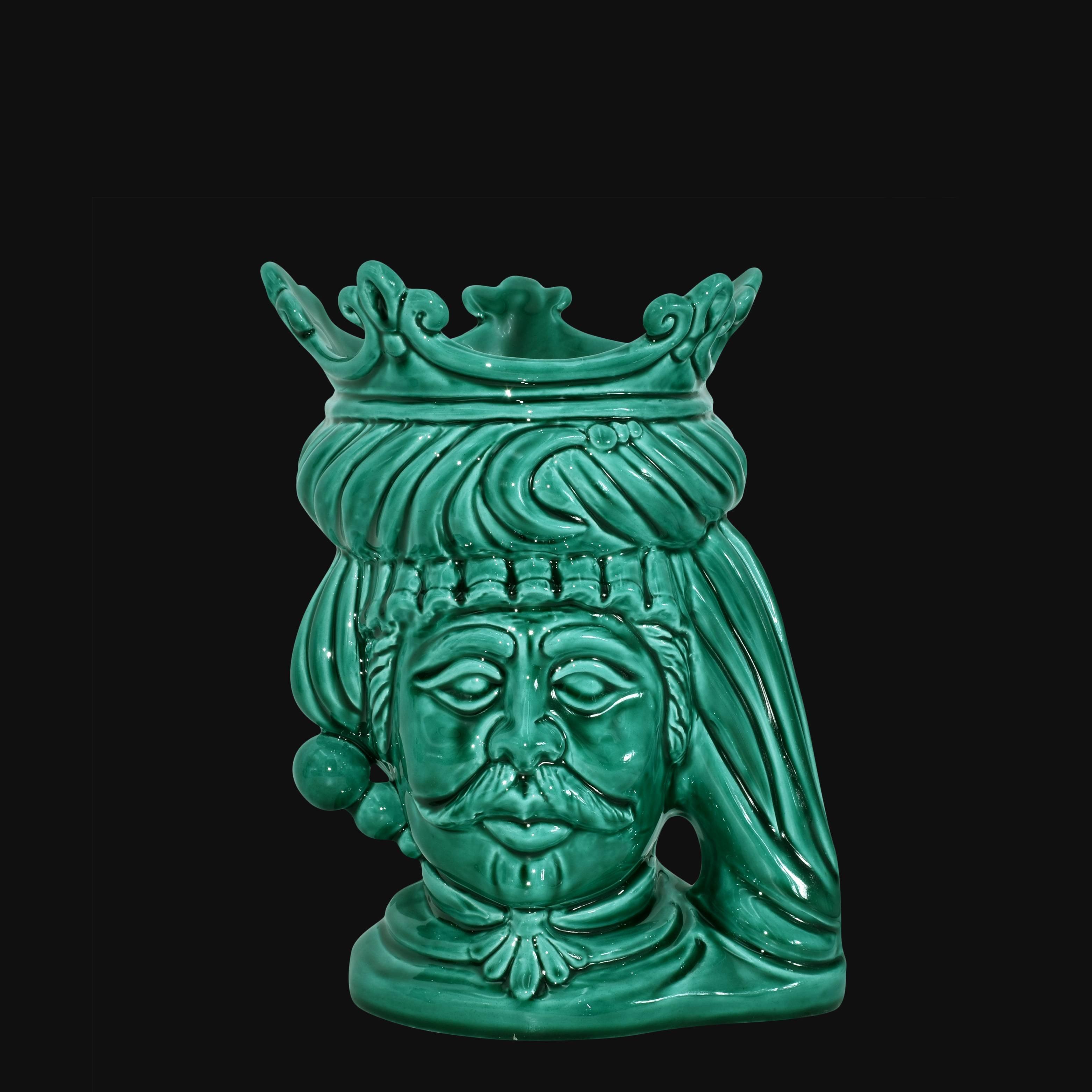 Testa h 20 liscia Verde Smeraldo maschio - Ceramiche di Caltagirone Sofia