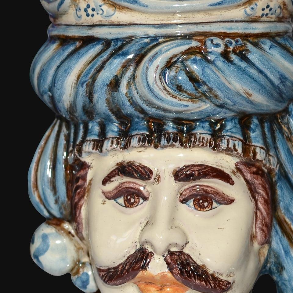 Testa h 20 mono blu maschio bianco - Ceramiche di Caltagirone Sofia