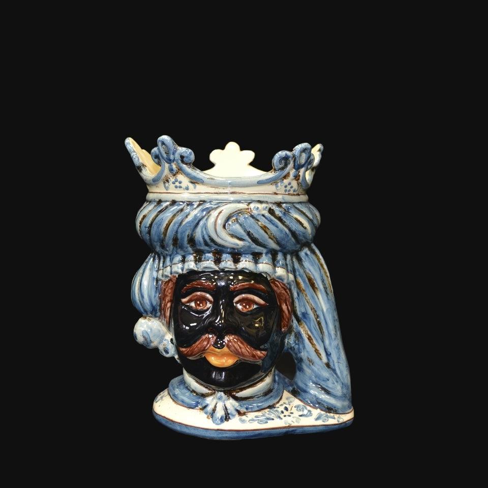 Testa h 20 mono blu maschio moro - Ceramiche di Caltagirone Sofia