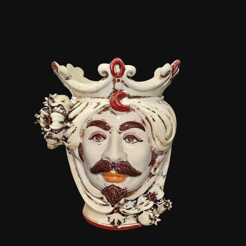 Testa h 25 con melagrane in avorio maschio bianco - Ceramiche di Caltagirone - Ceramiche di Caltagirone Sofia