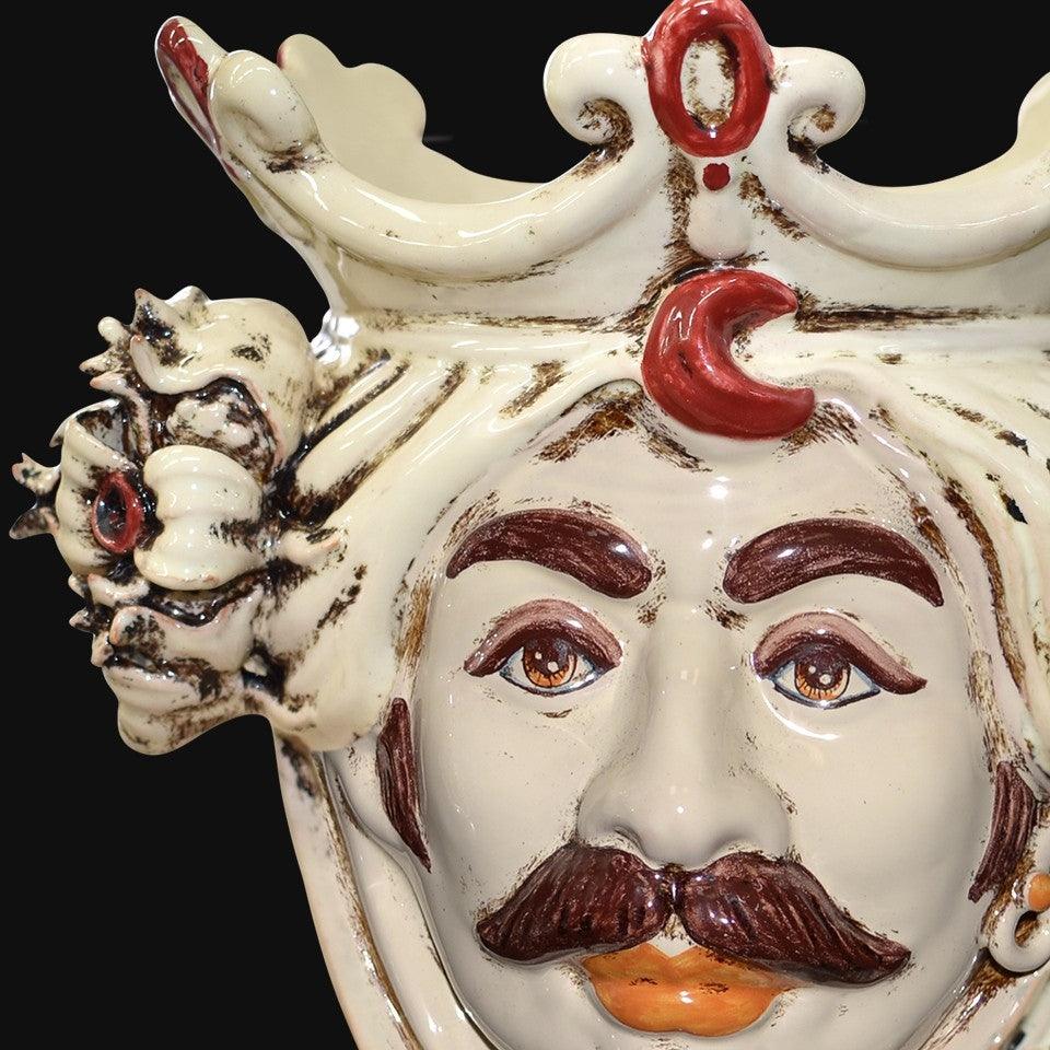 Testa h 25 con melagrane in avorio maschio bianco - Ceramiche di Caltagirone - Ceramiche di Caltagirone Sofia