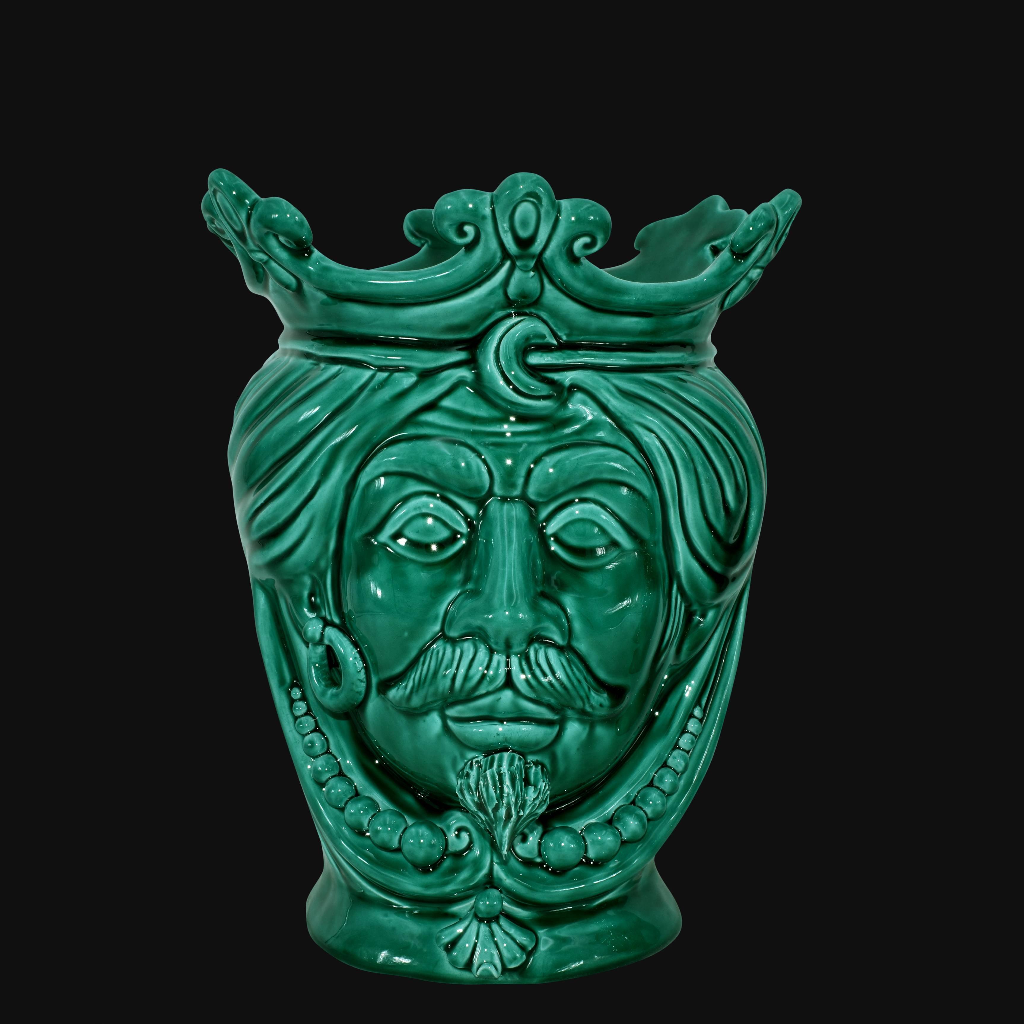 Testa h 25 con perline Verde Smeraldo uomo - Ceramiche di Caltagirone Sofia
