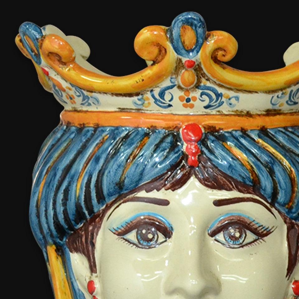 Testa h 25 c/perline decoro sicily femmina - Ceramiche di Caltagirone Sofia