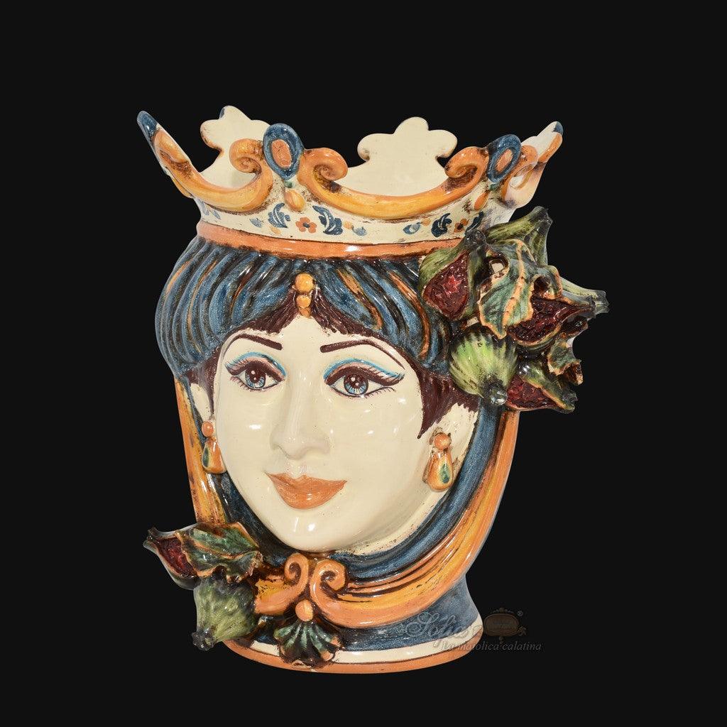 Testa h 25 fichi blu e arancio femmina - Ceramiche di Caltagirone Sofia