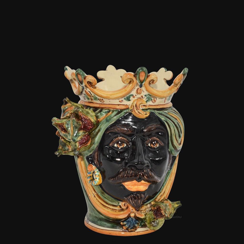 Testa h 25 fichi verde/arancio maschio moro - Ceramiche di Caltagirone Sofia