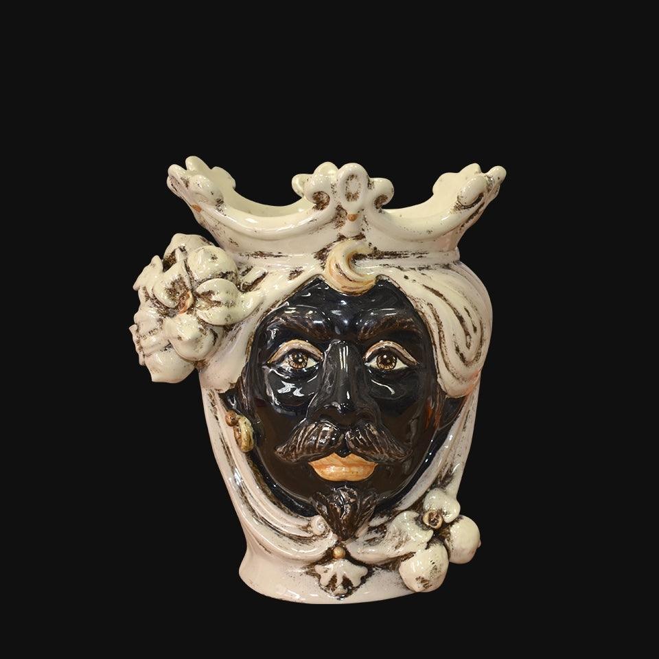 Testa h 25 limoni avorio maschio moro - Ceramiche di Caltagirone Sofia