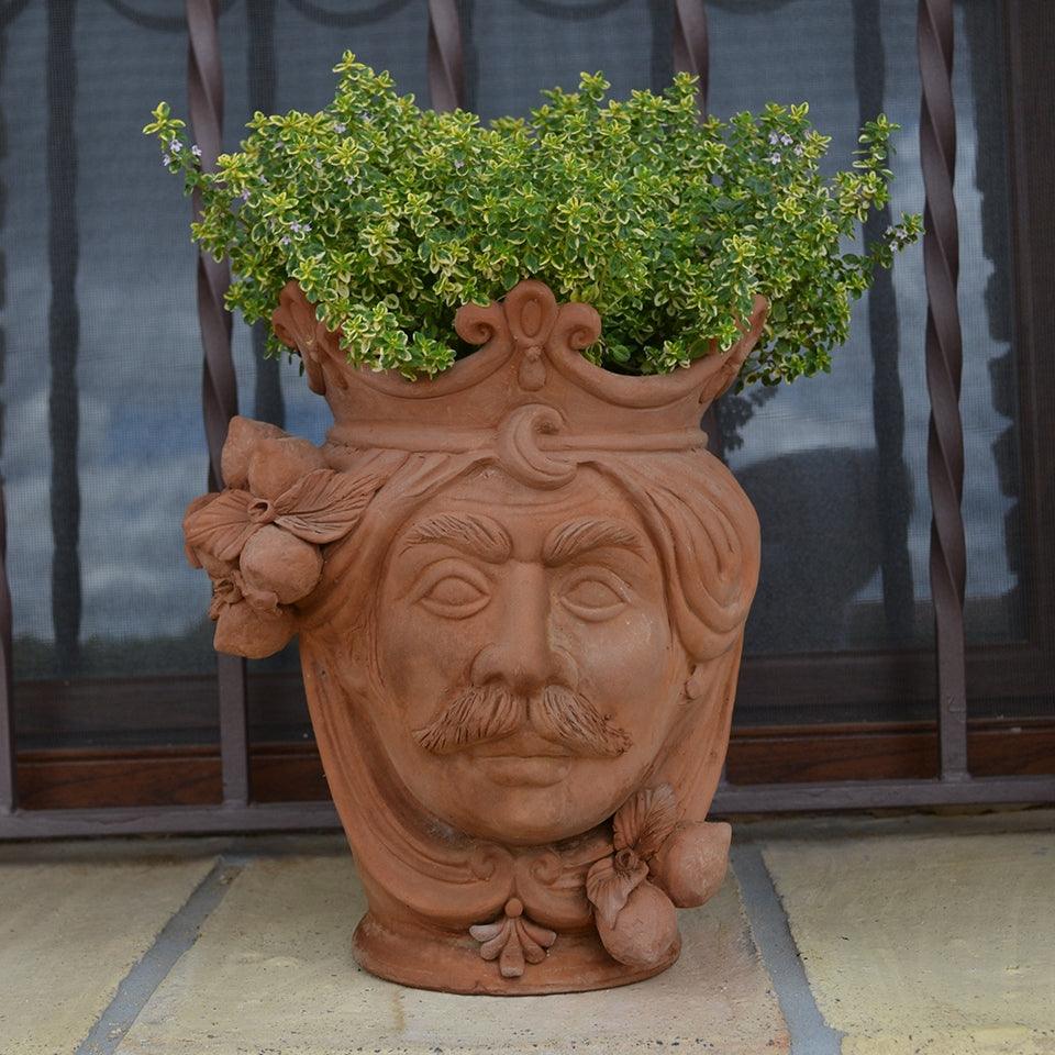 Testa h 25 limoni in terracotta maschio - Ceramiche di Caltagirone Sofia