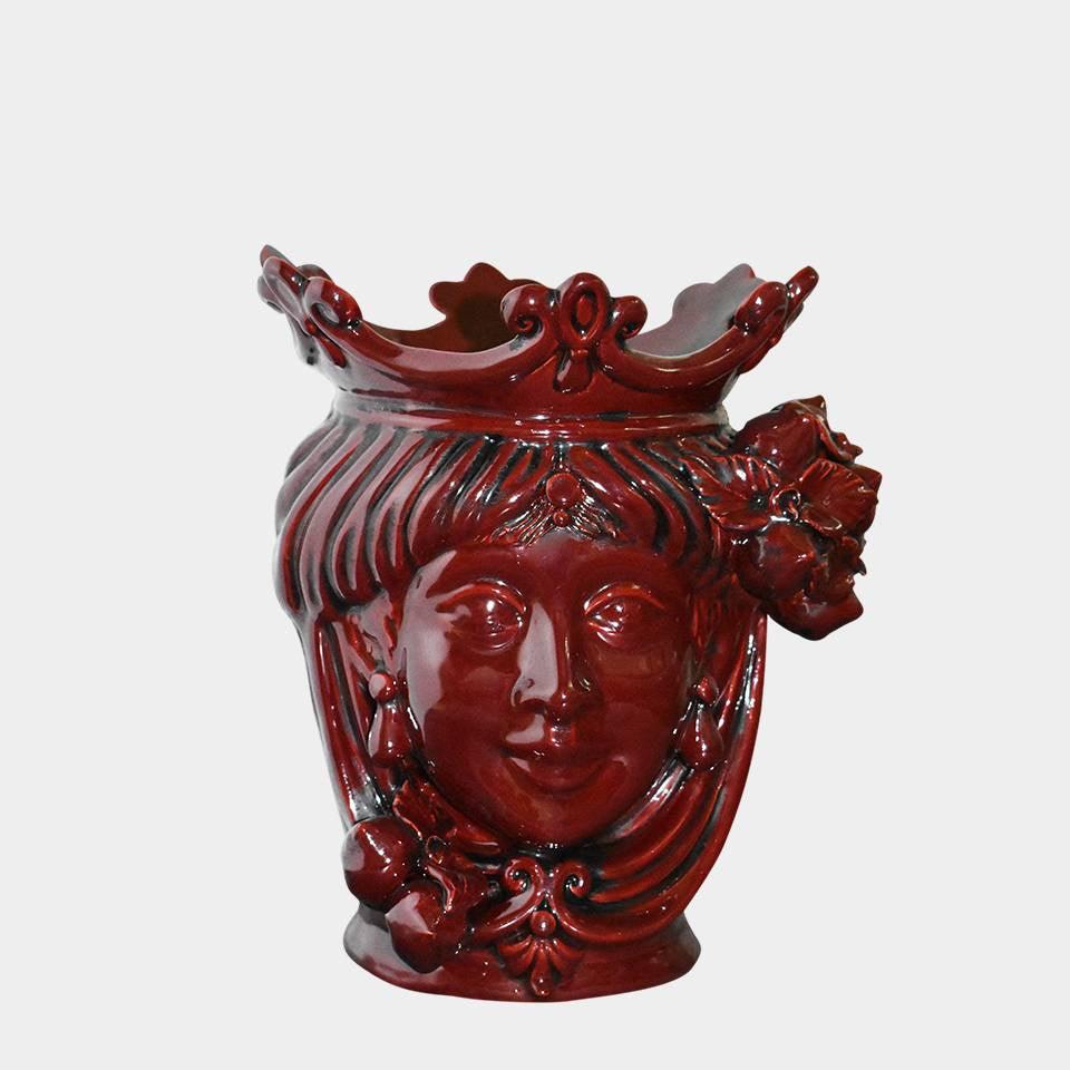 Testa h 25 limoni linea bordeaux femmina - Ceramiche di Caltagirone Sofia