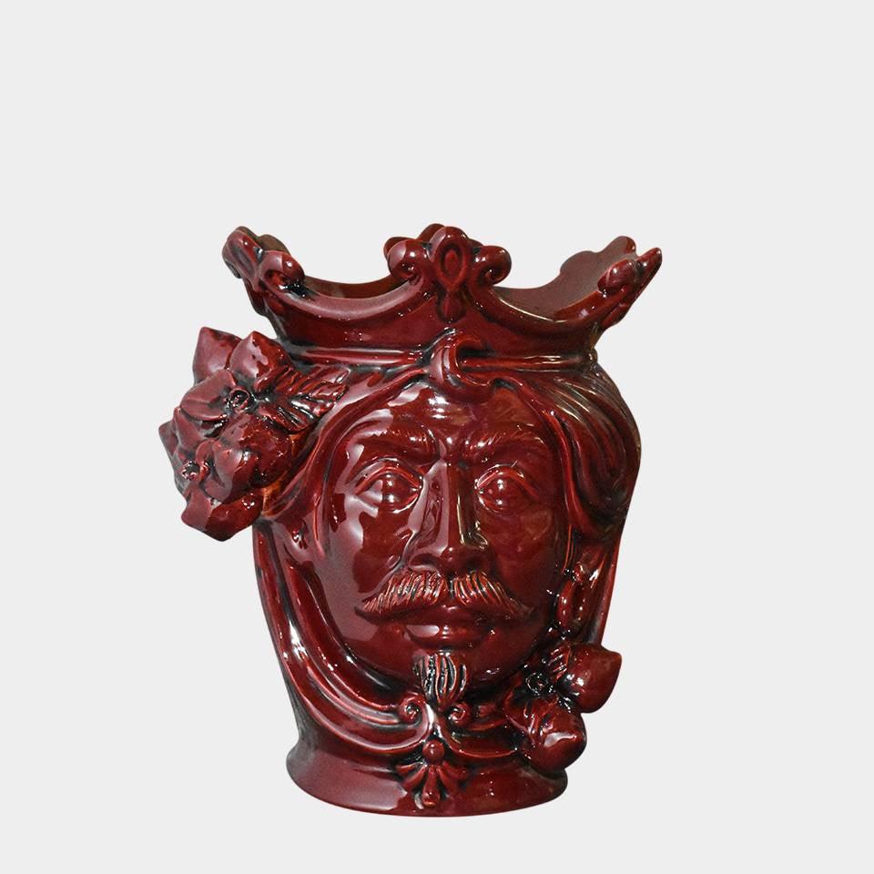Testa h 25 limoni linea bordeaux maschio - Ceramiche di Caltagirone Sofia