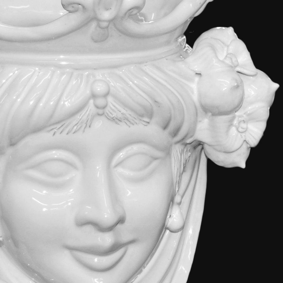 Testa h 25 limoni white line femmina - Teste di moro moderne Sofia Ceramiche - Ceramiche di Caltagirone Sofia