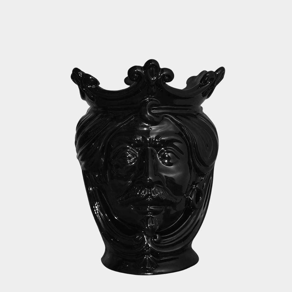 Testa h 25 liscia black lucido maschio - Ceramiche di Caltagirone Sofia
