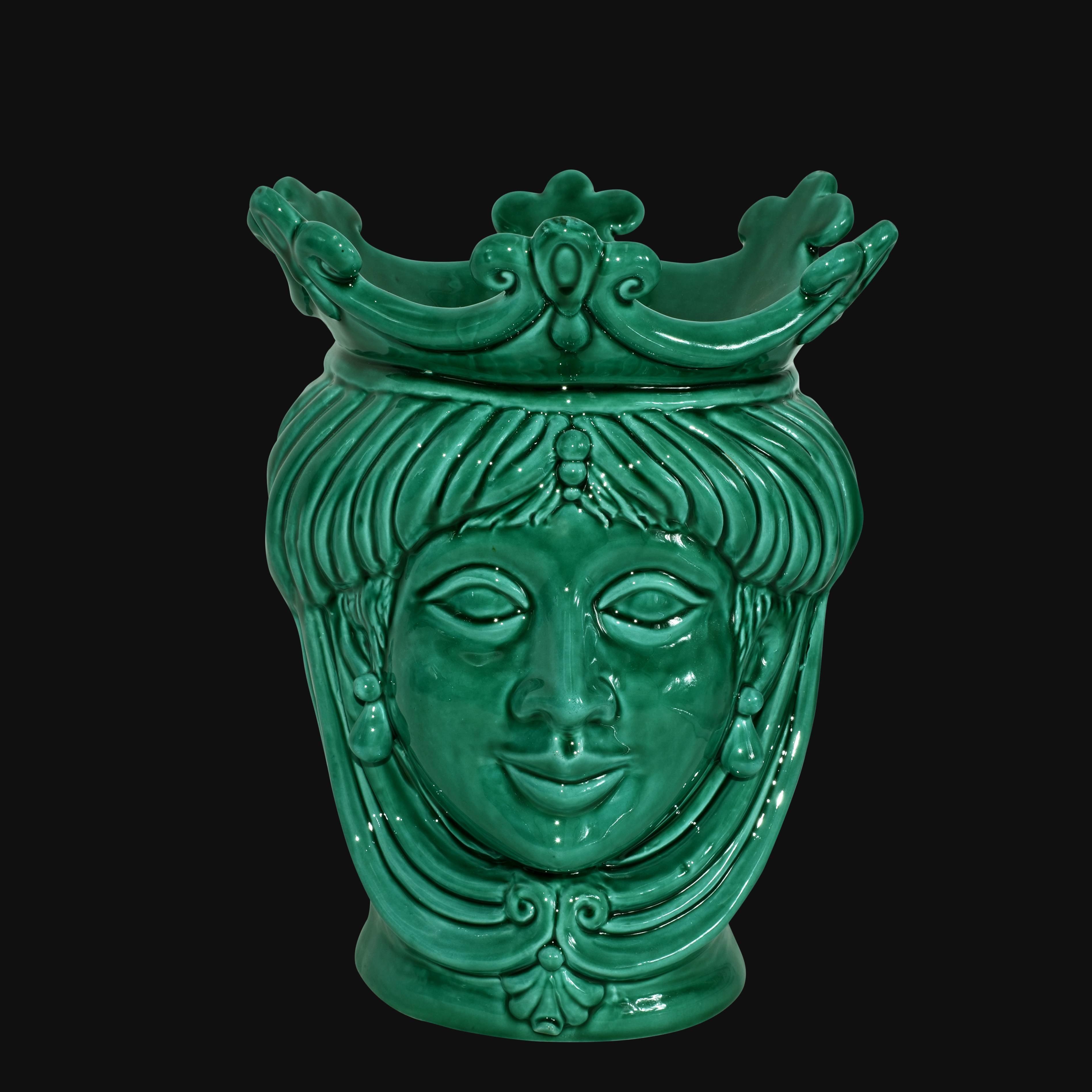 Testa h 25 liscia Verde Smeraldo femmina - Ceramiche di Caltagirone Sofia