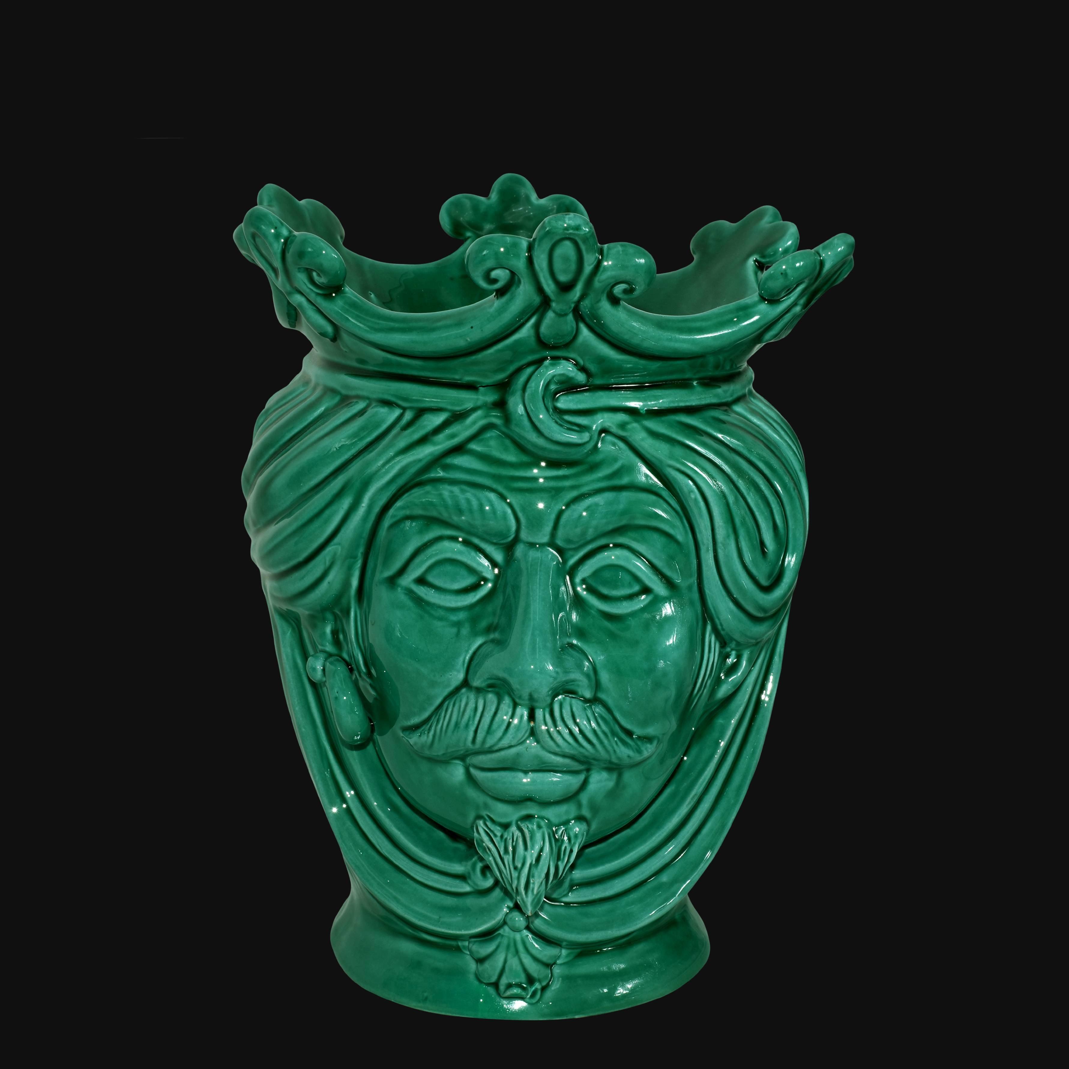 Testa h 25 liscia Verde Smeraldo maschio - Ceramiche di Caltagirone Sofia