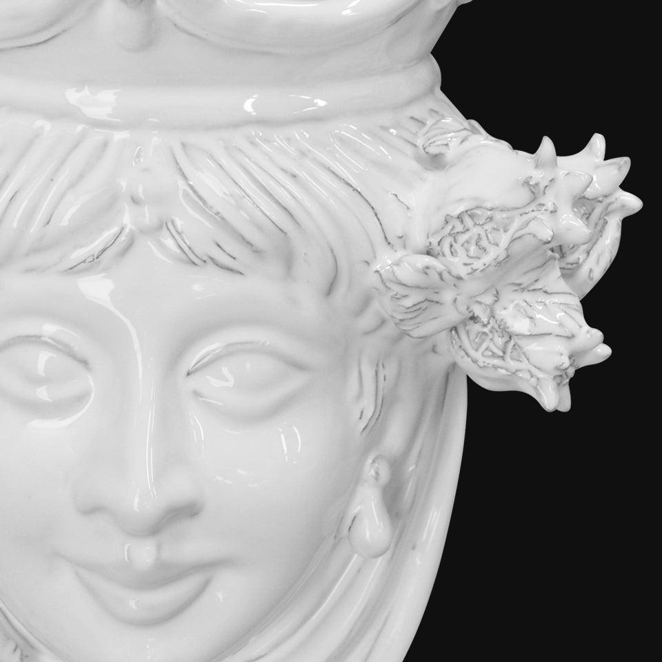 Testa h 25 melograni white line femmina - Teste di moro moderne Sofia Ceramiche - Ceramiche di Caltagirone Sofia