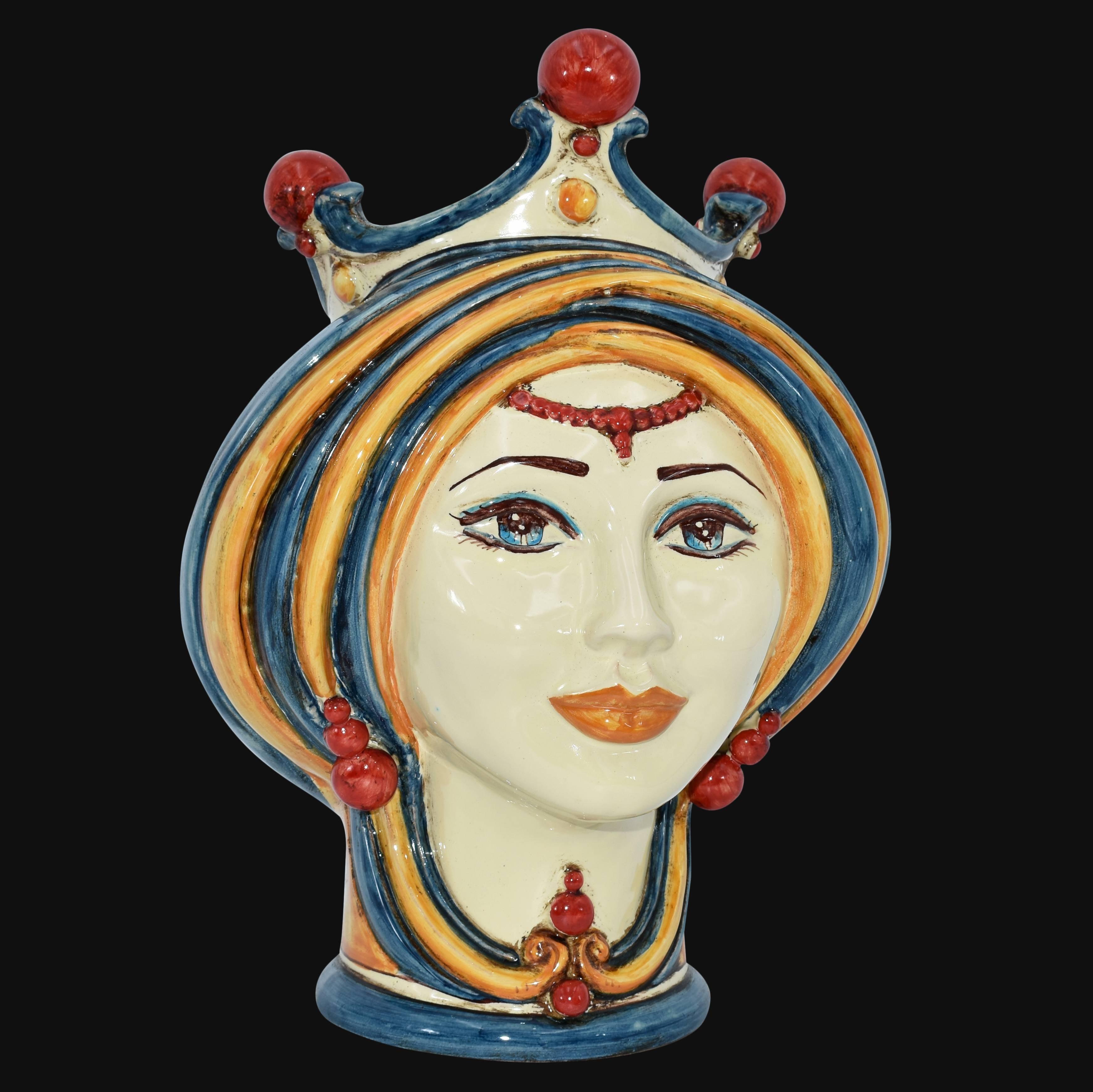 Testa h 30 in blu e arancio donna - Ceramiche di Caltagirone Sofia