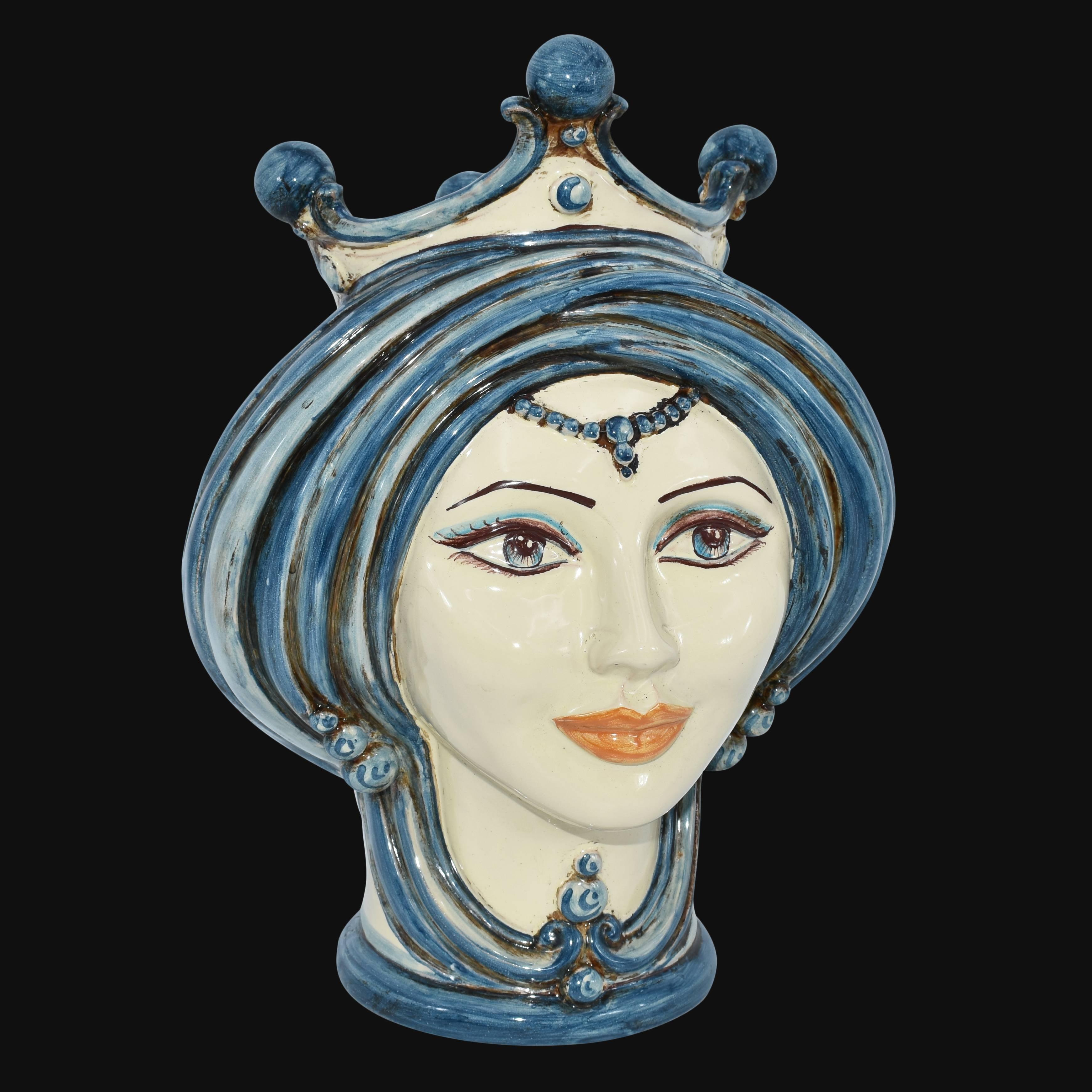 Testa h 30 in mono blu donna - Ceramiche di Caltagirone Sofia