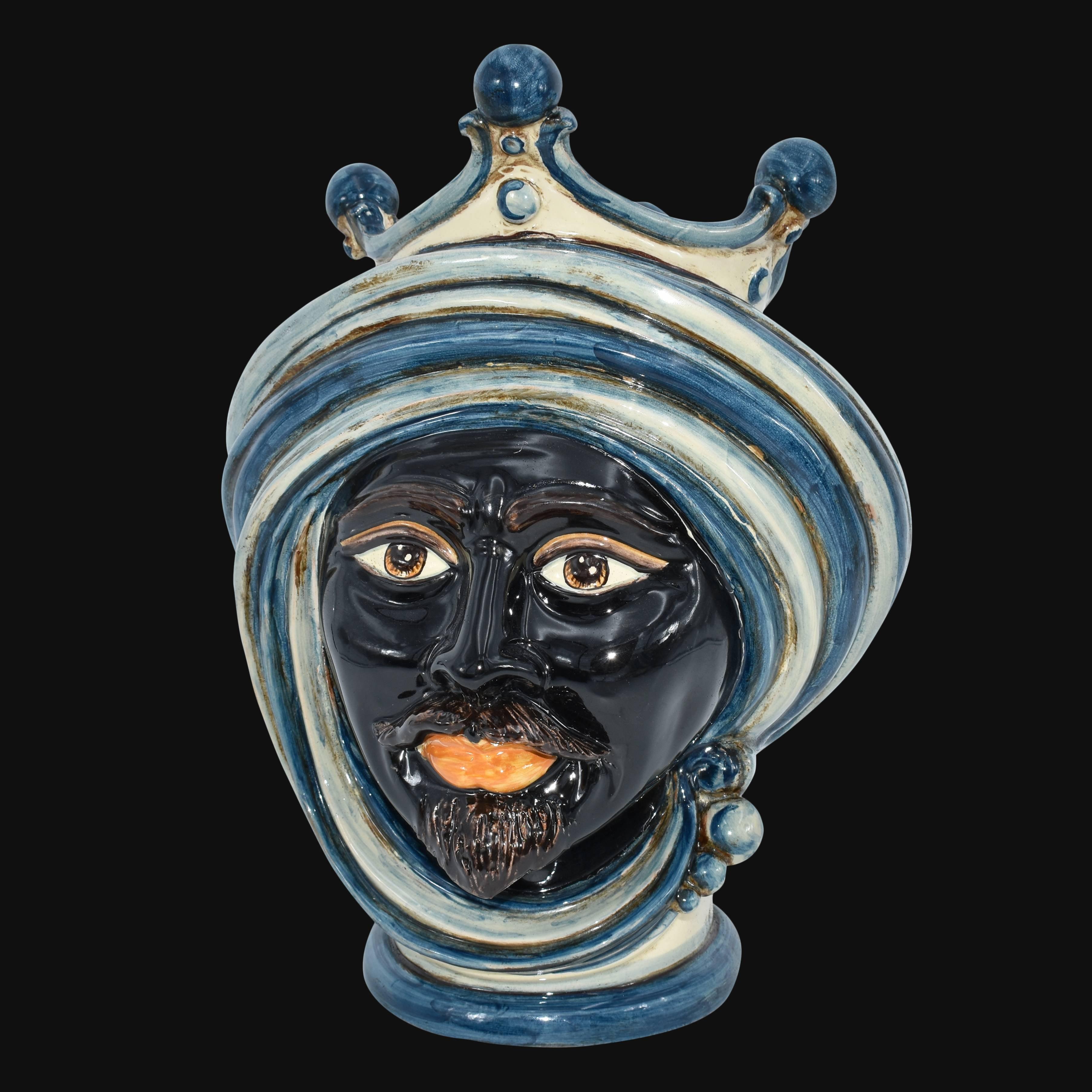 Testa h 30 in mono blu maschio moro - Ceramiche di Caltagirone Sofia