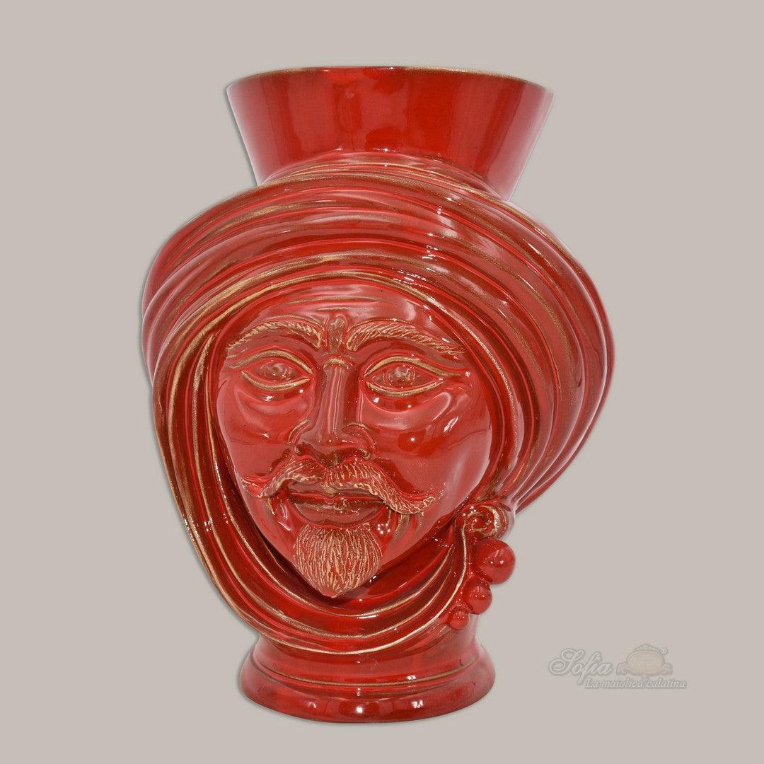 Testa h 30 Rosso Fuoco Uomo - Teste di moro moderne Sofia Ceramiche - Ceramiche di Caltagirone Sofia