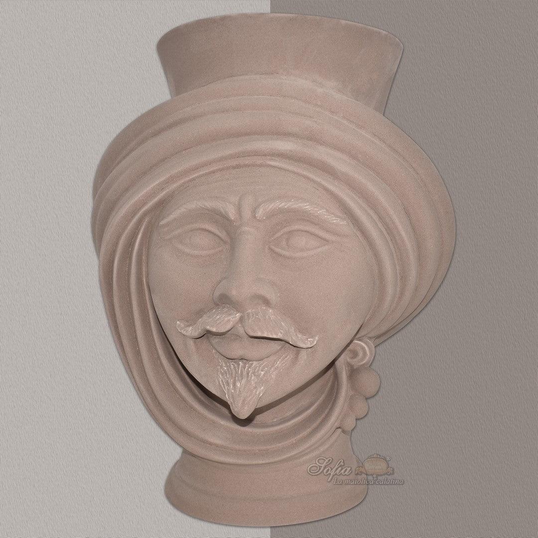 Testa h 30 Tortora Opaco Uomo - Teste di moro moderne Sofia Ceramiche - Ceramiche di Caltagirone Sofia