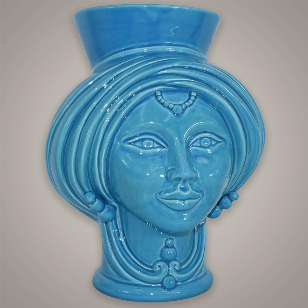 Testa h 30 Turchese donna - Teste di moro moderne Sofia Ceramiche - Ceramiche di Caltagirone Sofia