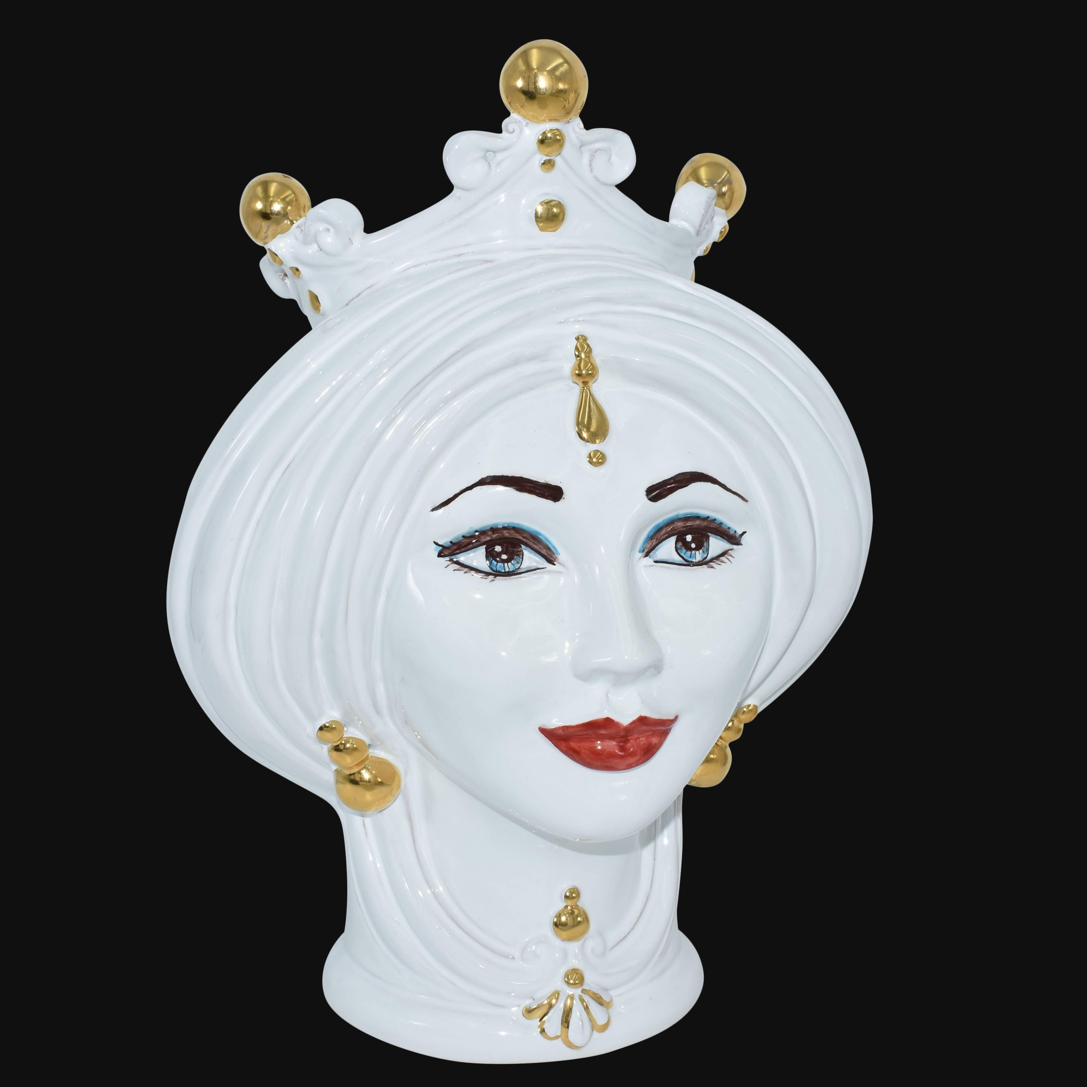 Testa h 30 White and Gold donna - Ceramiche di Caltagirone Sofia