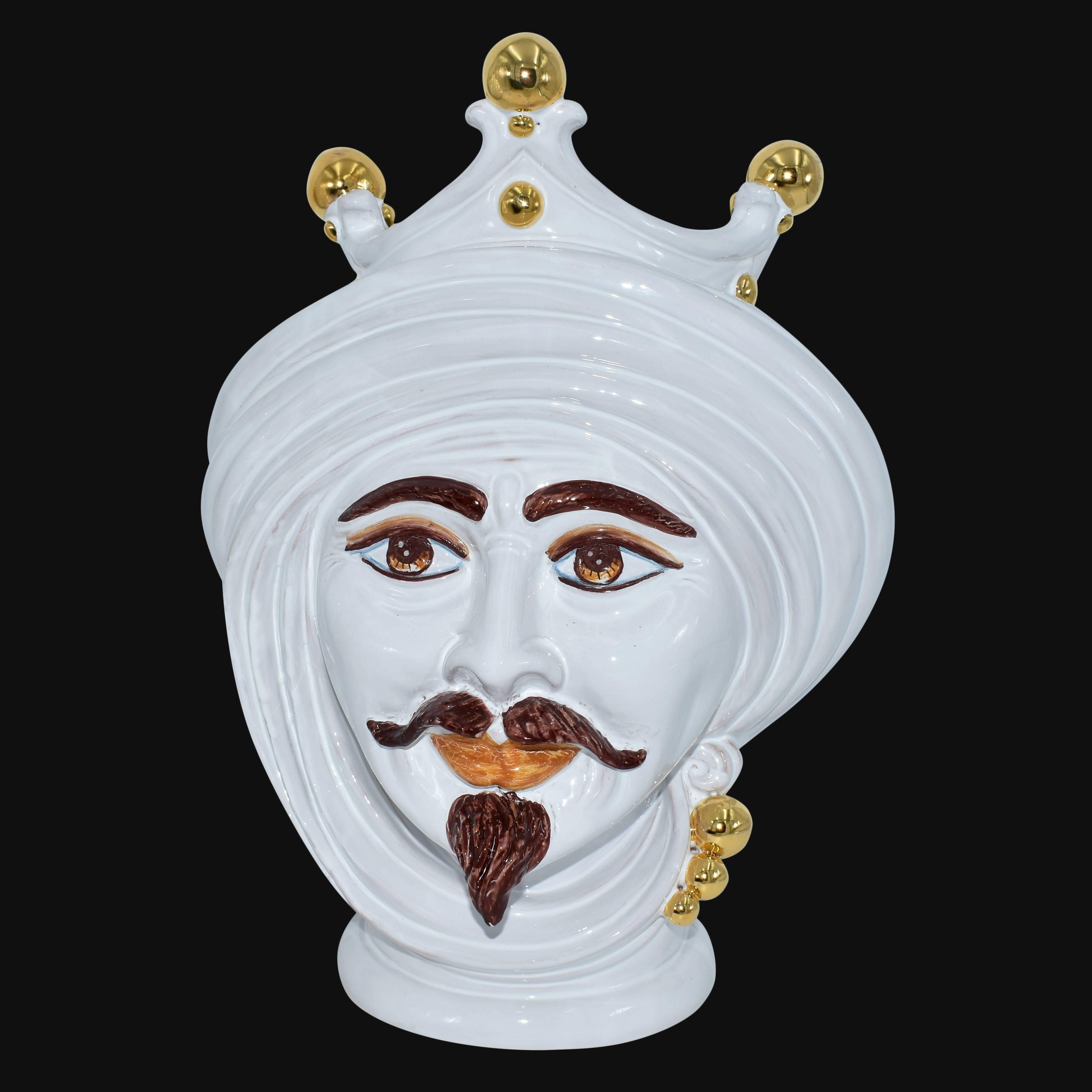 Testa h 30 White and Gold uomo - Teste di moro moderne Sofia Ceramiche - Ceramiche di Caltagirone Sofia