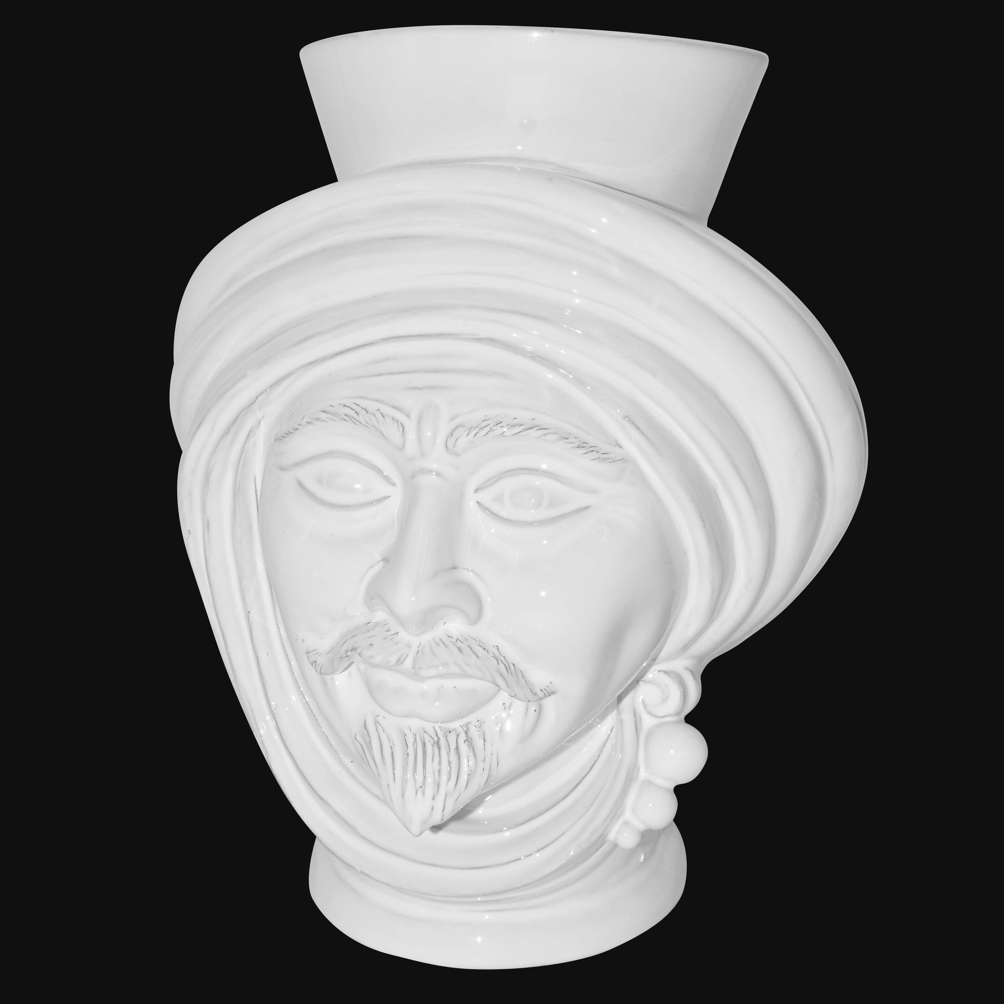 Testa h 30 White Line Uomo - Teste di moro moderne Sofia Ceramiche - Ceramiche di Caltagirone Sofia