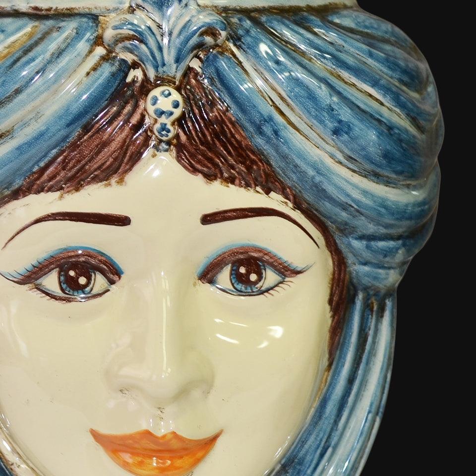 Testa h 33 liscia mono blu donna - Ceramiche di Caltagirone Sofia