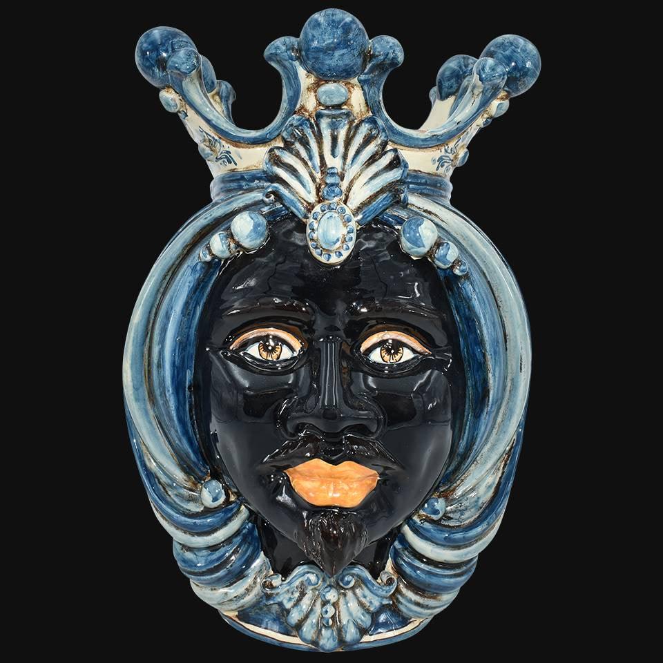 Testa h 38 in mono blu maschio moro - Ceramiche Di Caltagirone Sofia - Ceramiche di Caltagirone Sofia