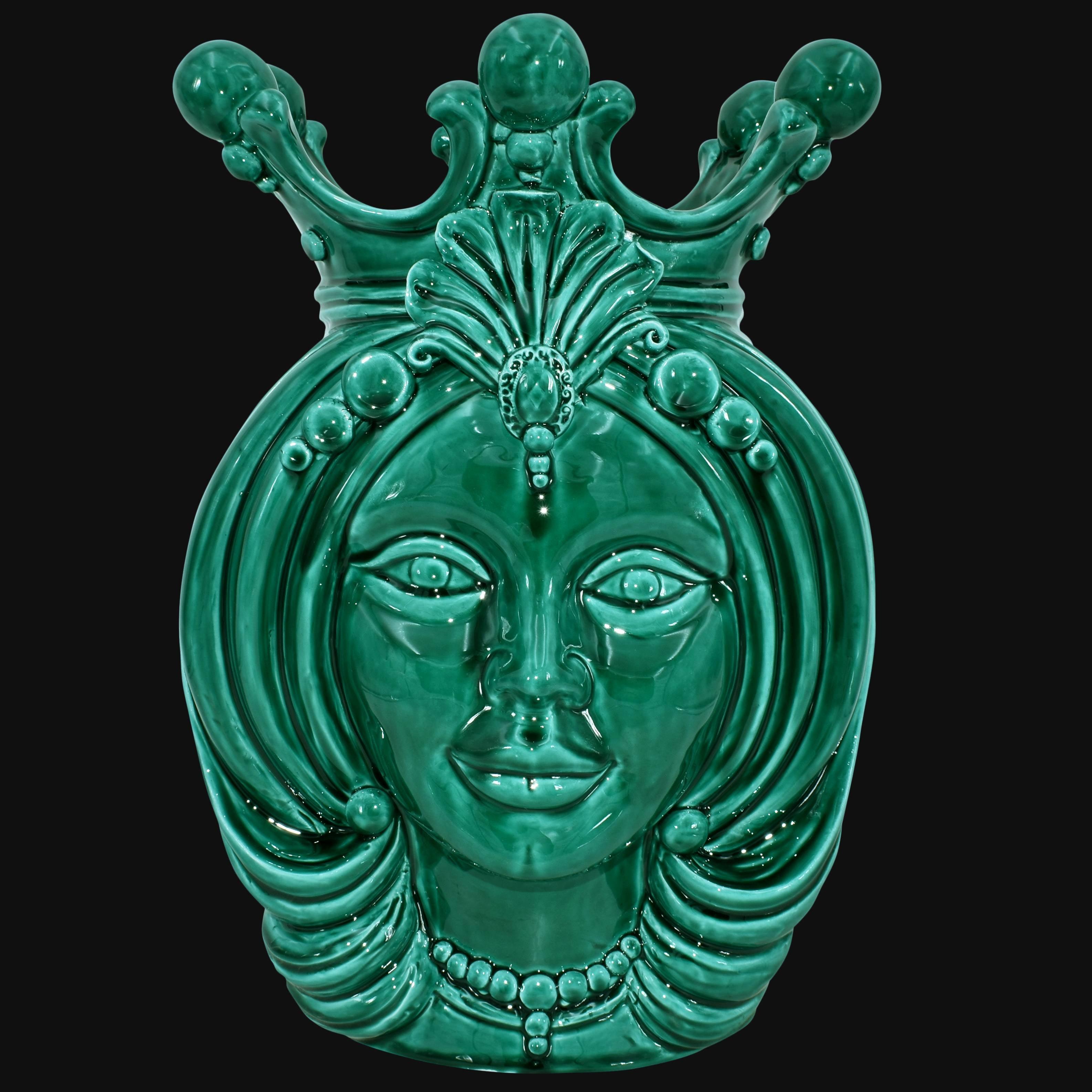 Testa h 38 liscia Verde Smeraldo femmina - Ceramiche di Caltagirone Sofia