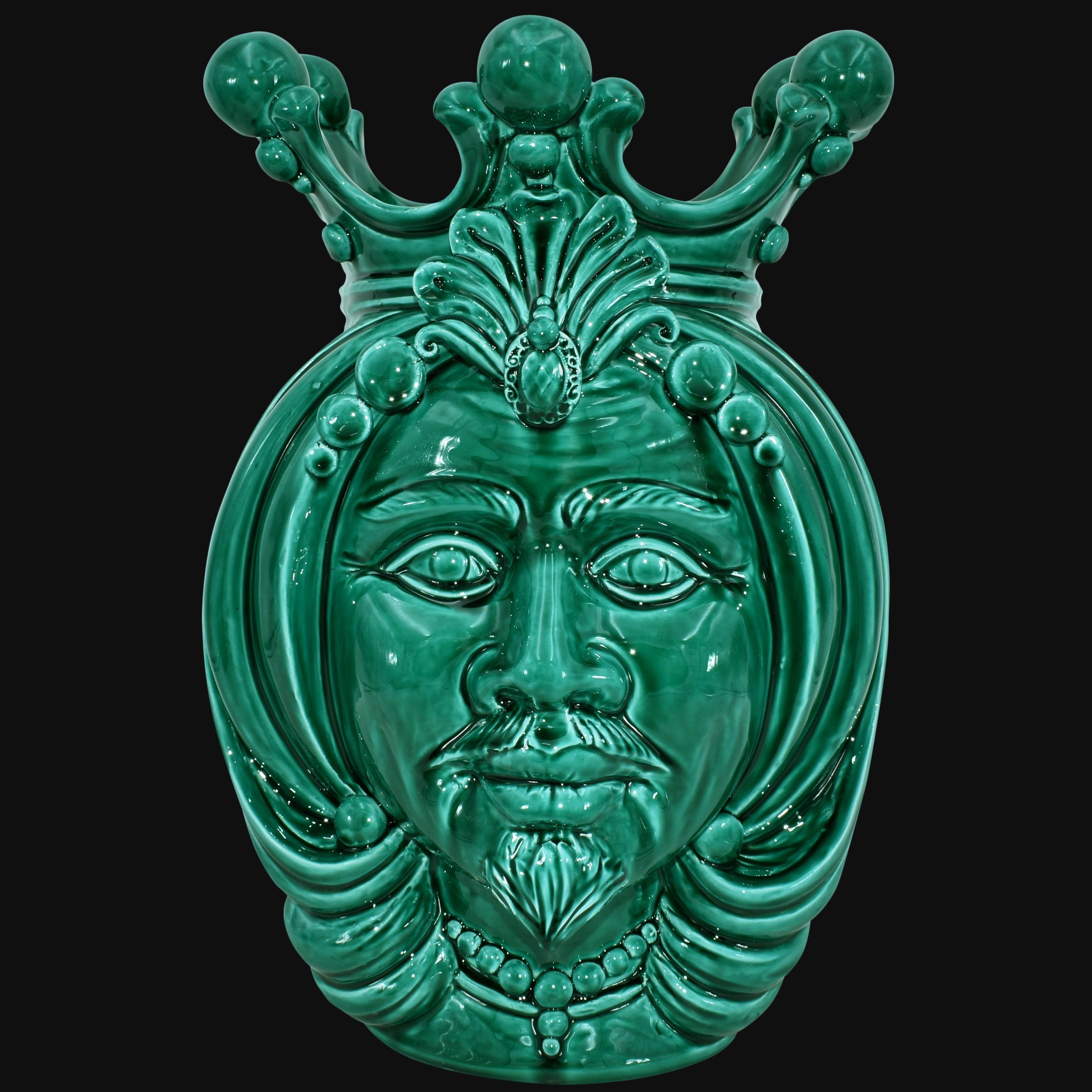 Testa h 38 liscia Verde Smeraldo uomo - Ceramiche di Caltagirone Sofia