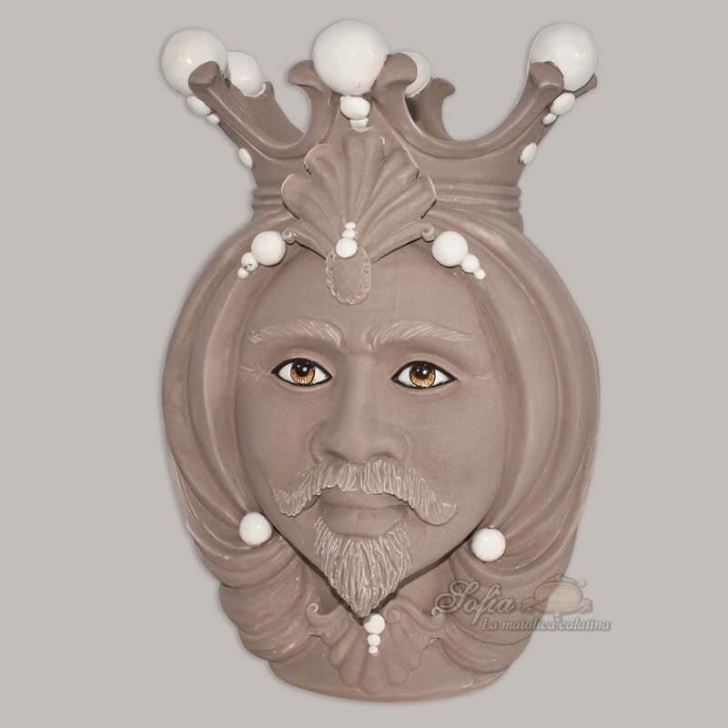 Testa h 38 tortora opaco uomo - Teste di moro moderne Sofia Ceramiche - Ceramiche di Caltagirone Sofia