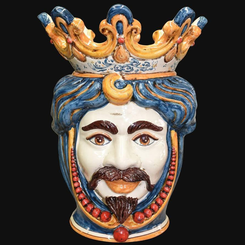 Testa h 40 c/perline decoro sicily maschio bianco