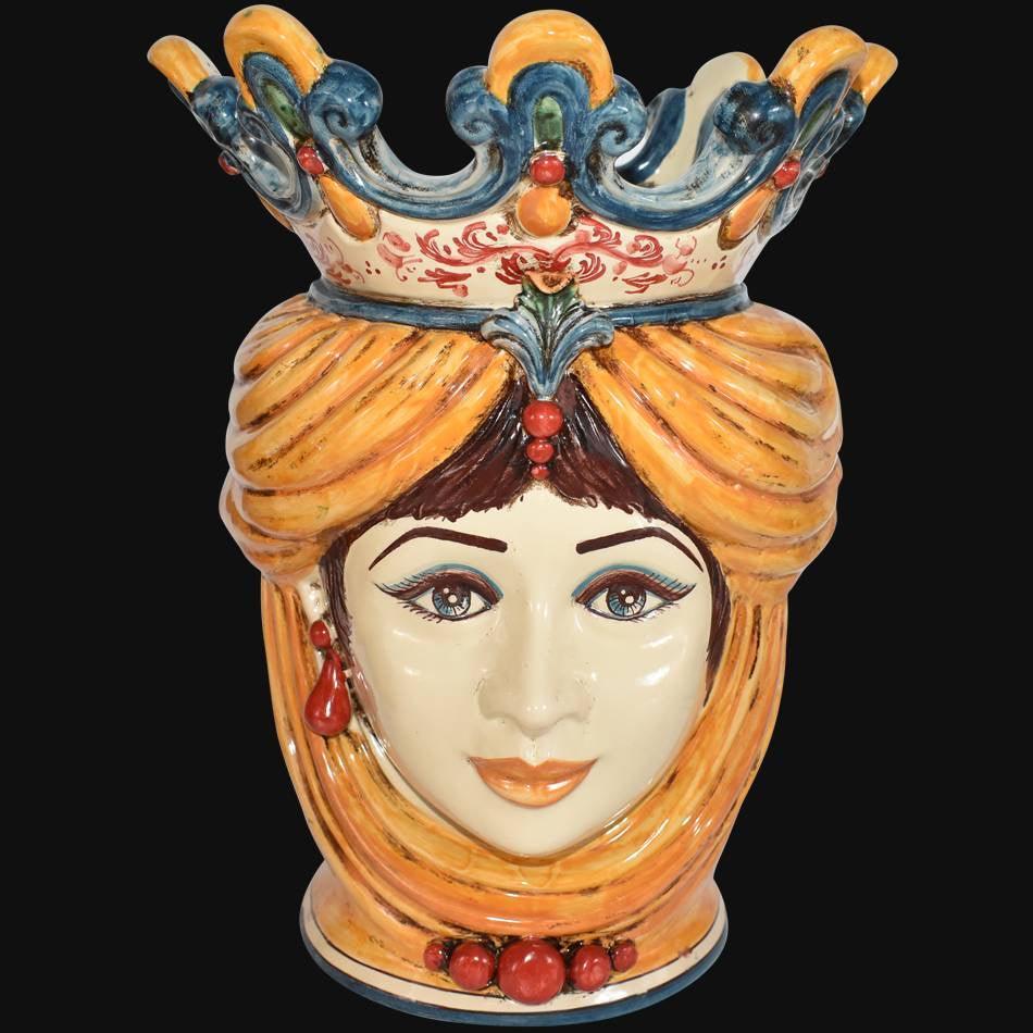 Testa h 40 liscia in giallo e arancio femmina - Ceramiche di Caltagirone Sofia