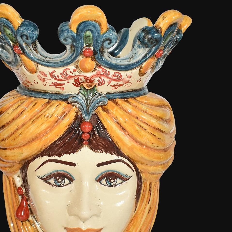 Testa h 40 liscia in giallo e arancio femmina - Ceramiche di Caltagirone Sofia