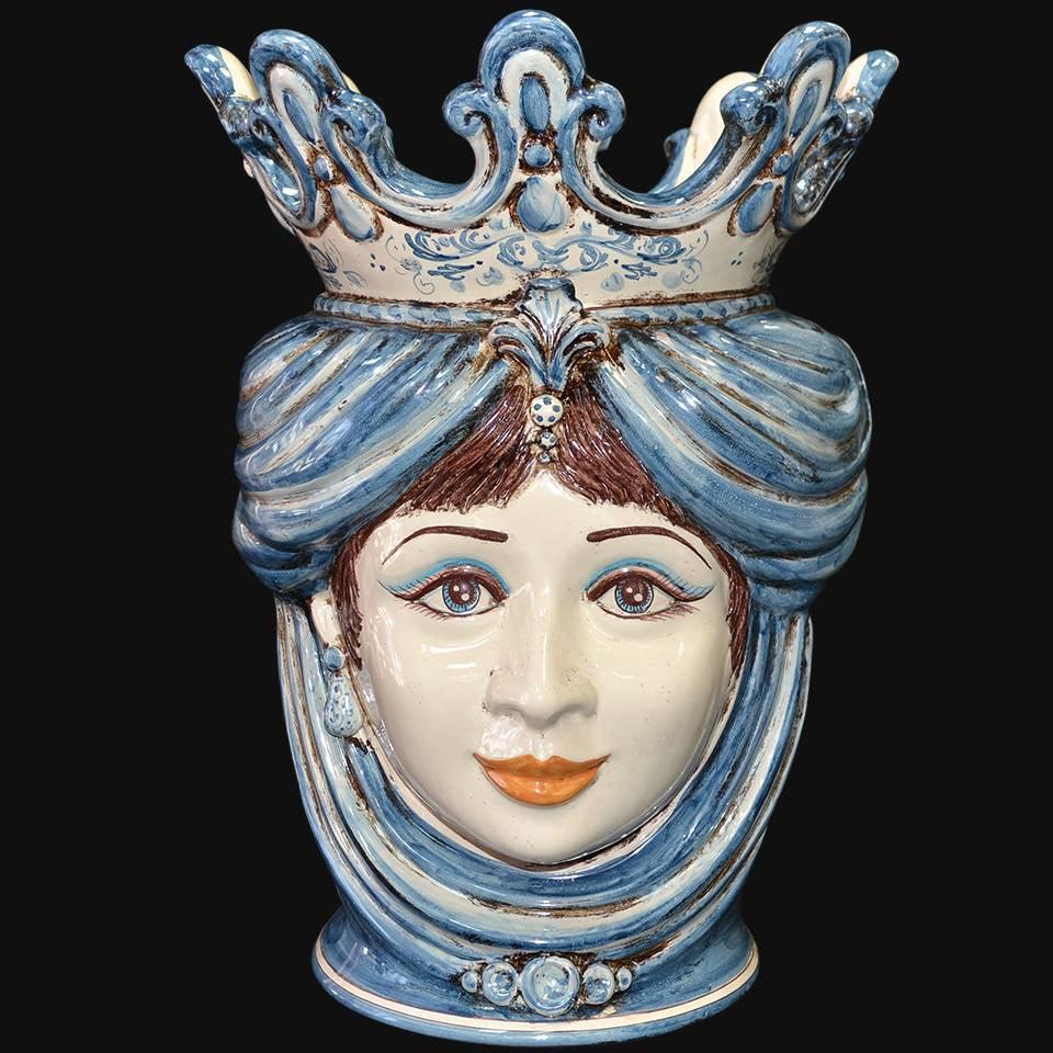 Testa h 40 liscia mono blu donna - Ceramiche di Caltagirone Sofia