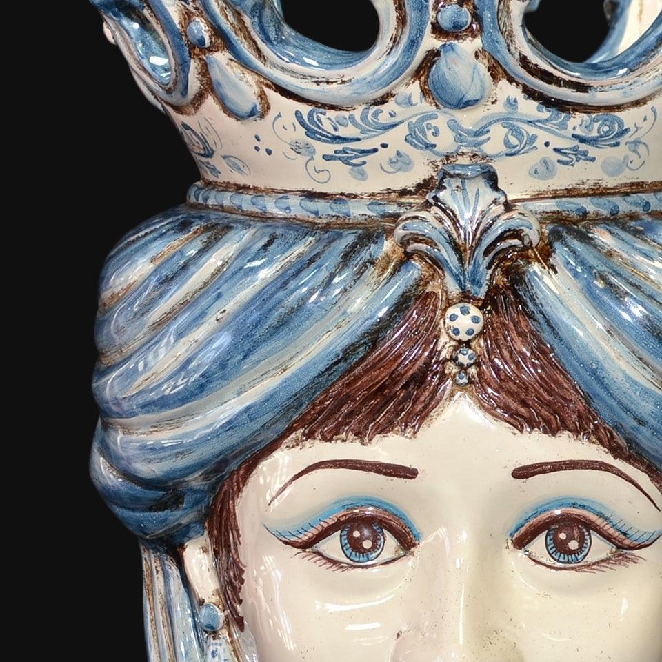 Testa h 40 liscia mono blu donna - Ceramiche di Caltagirone Sofia
