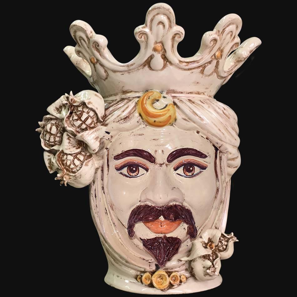 Testa h 40 melagrana avorio maschio bianco- Ceramiche di Caltagirone - Ceramiche di Caltagirone Sofia