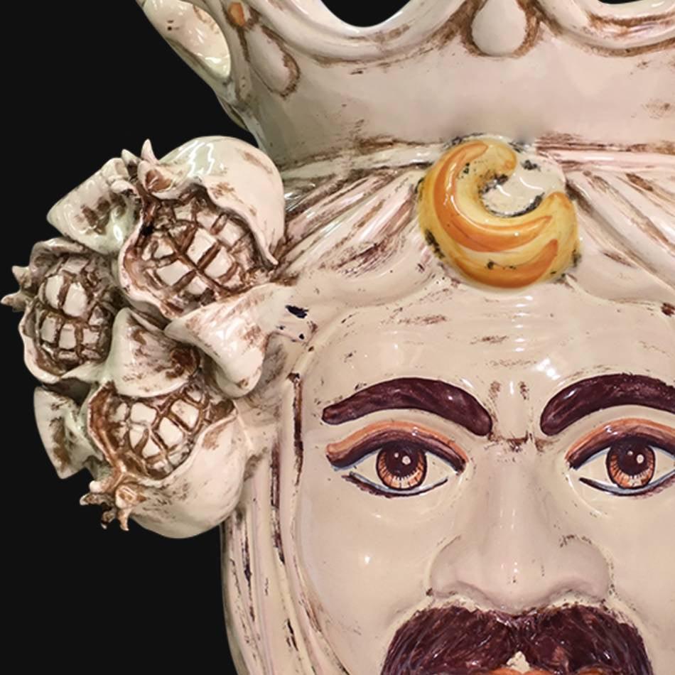 Testa h 40 melagrana avorio maschio bianco- Ceramiche di Caltagirone - Ceramiche di Caltagirone Sofia