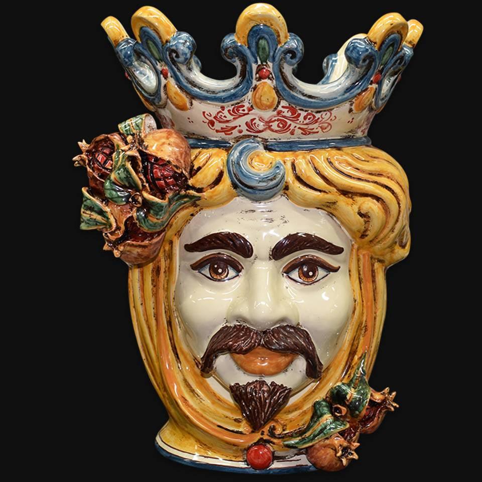 Testa h 40 melograno giallo e arancio uomo - Ceramiche di Caltagirone Sofia