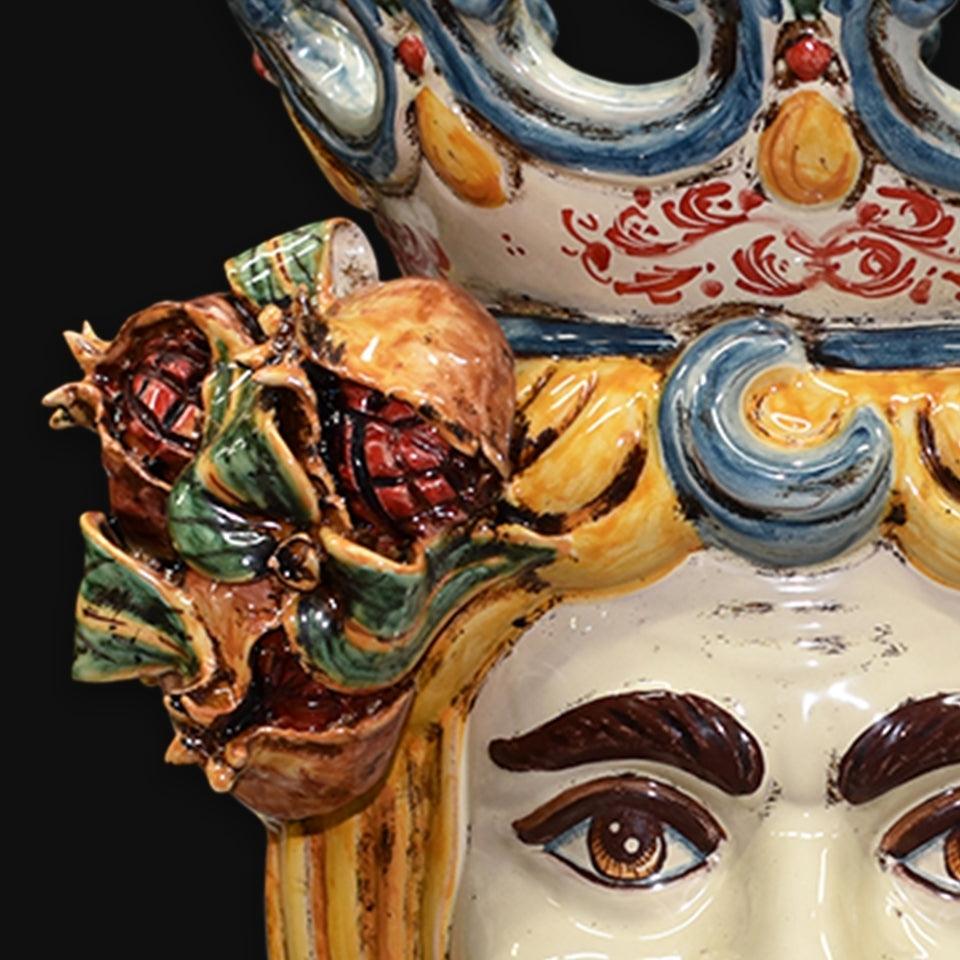 Testa h 40 melograno giallo e arancio uomo - Ceramiche di Caltagirone Sofia