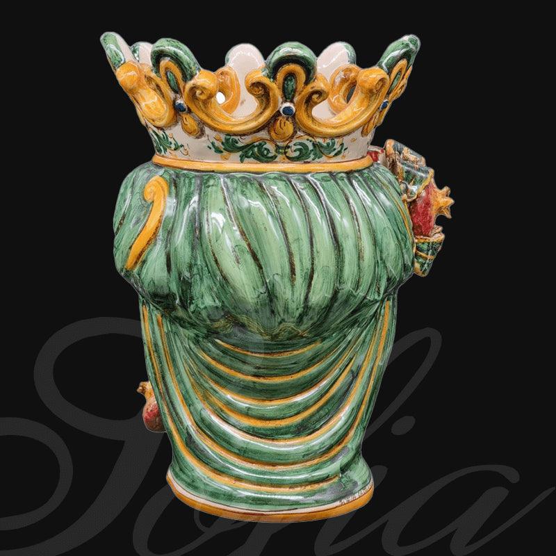 Testa h 40 melograno verde/arancio maschio bianco - Ceramiche di Caltagirone Sofia