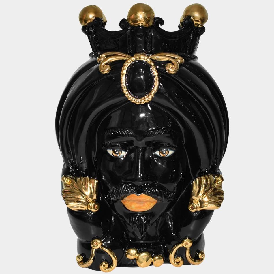 Testa h 40 turbante black and gold maschio - Ceramiche di Caltagirone Sofia