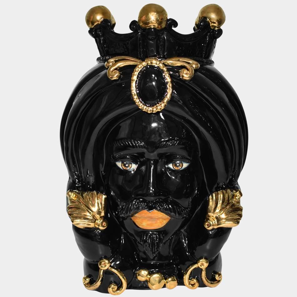 Testa h 40 turbante black and gold maschio - Ceramiche di Caltagirone Sofia
