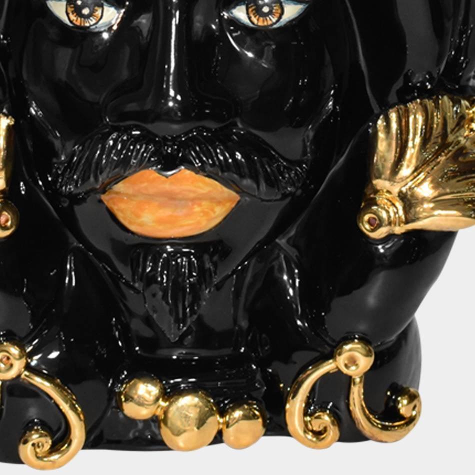 Testa h 40 turbante black and gold maschio - Ceramiche di Caltagirone Sofia